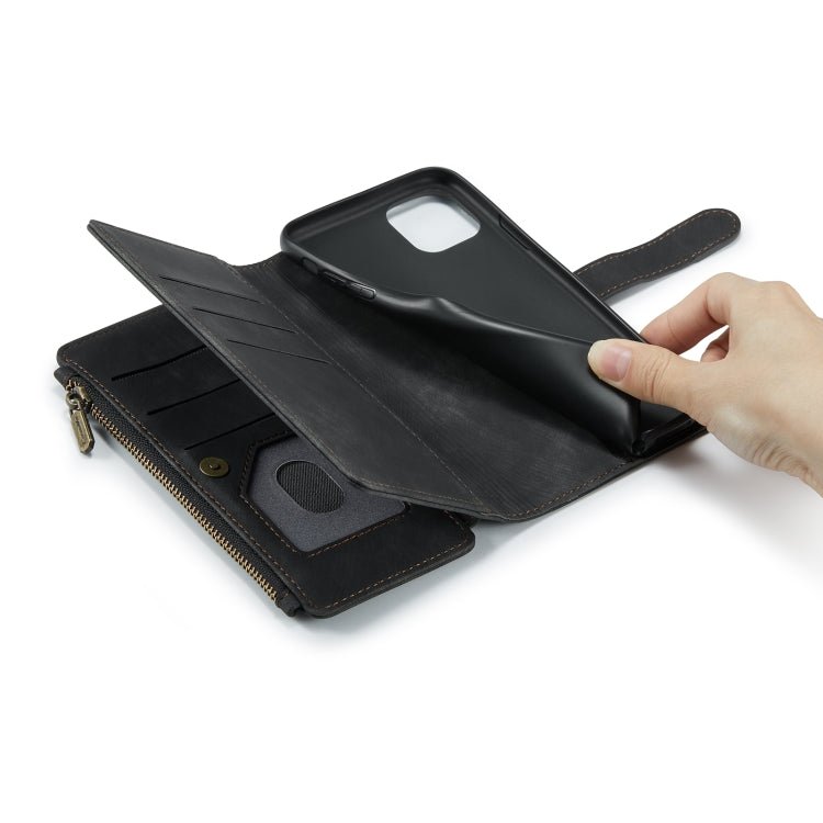 For iPhone 11 CaseMe - C30 PU + TPU Multifunctional Horizontal Flip Leather Case with Holder & Card Slot & Wallet & Zipper Pocket (Black) - British D'sire