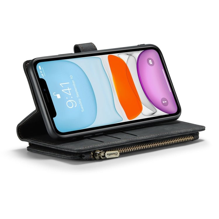 For iPhone 11 CaseMe - C30 PU + TPU Multifunctional Horizontal Flip Leather Case with Holder & Card Slot & Wallet & Zipper Pocket (Black) - British D'sire