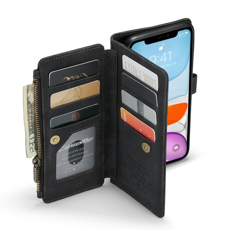 For iPhone 11 CaseMe - C30 PU + TPU Multifunctional Horizontal Flip Leather Case with Holder & Card Slot & Wallet & Zipper Pocket (Black) - British D'sire