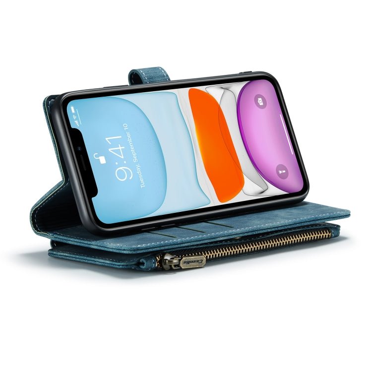 For iPhone 11 CaseMe - C30 PU + TPU Multifunctional Horizontal Flip Leather Case with Holder & Card Slot & Wallet & Zipper Pocket (Blue) - British D'sire