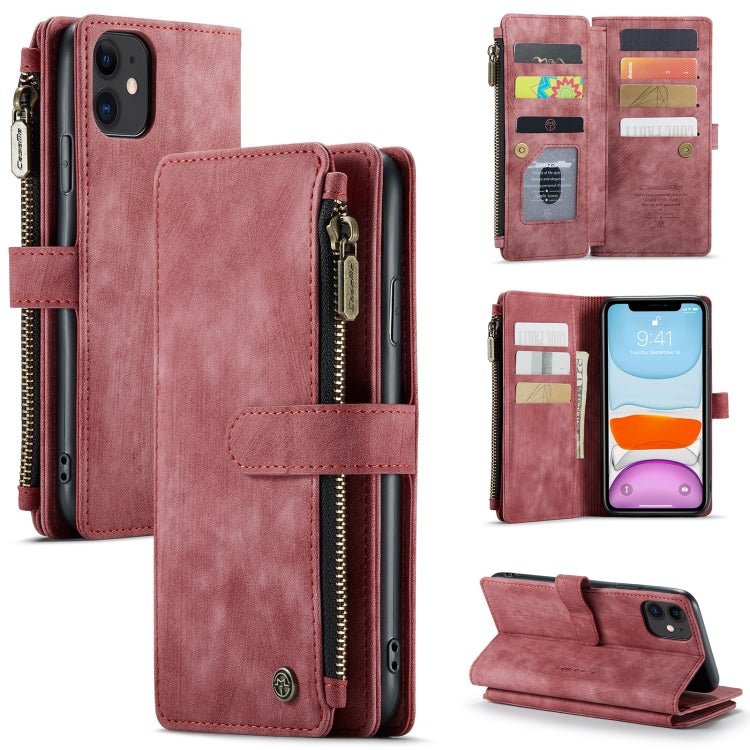 For iPhone 11 CaseMe - C30 PU + TPU Multifunctional Horizontal Flip Leather Case with Holder & Card Slot & Wallet & Zipper Pocket (Red) - British D'sire