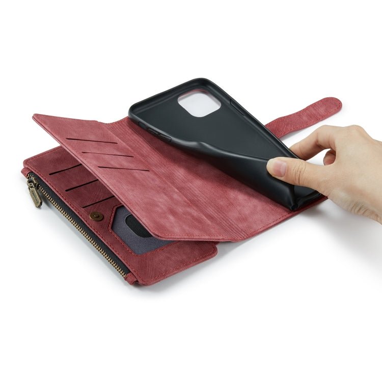 For iPhone 11 CaseMe - C30 PU + TPU Multifunctional Horizontal Flip Leather Case with Holder & Card Slot & Wallet & Zipper Pocket (Red) - British D'sire