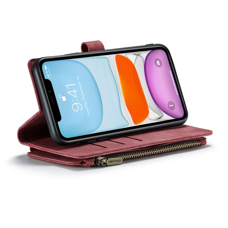 For iPhone 11 CaseMe - C30 PU + TPU Multifunctional Horizontal Flip Leather Case with Holder & Card Slot & Wallet & Zipper Pocket (Red) - British D'sire