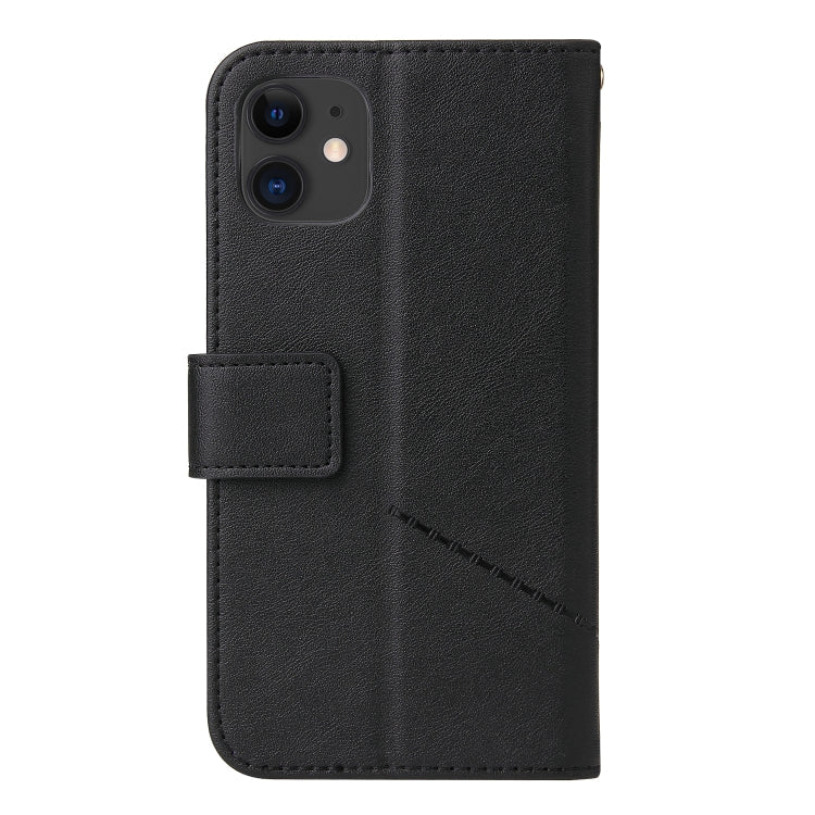 For iPhone 11 GQUTROBE Right Angle Leather Phone Case (Black) - British D'sire