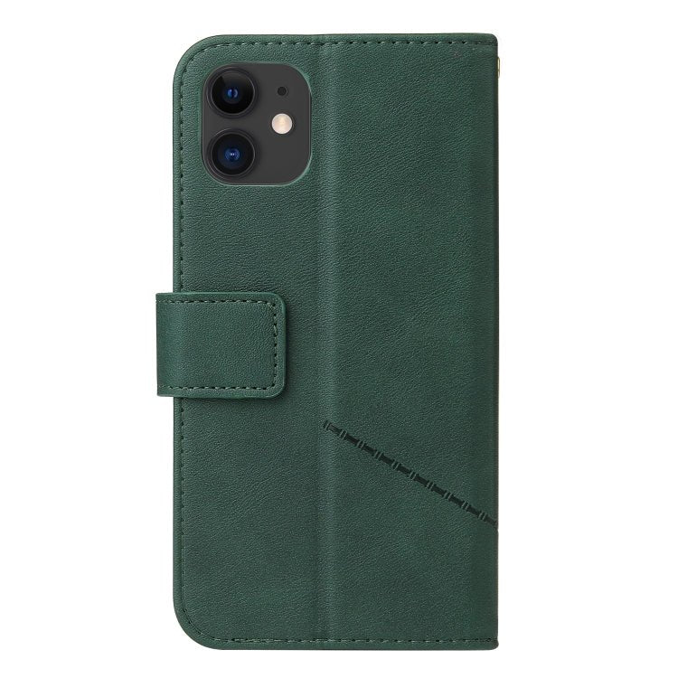 For iPhone 11 GQUTROBE Right Angle Leather Phone Case (Green) - British D'sire