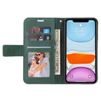 For iPhone 11 GQUTROBE Right Angle Leather Phone Case (Green) - British D'sire
