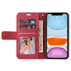 For iPhone 11 GQUTROBE Right Angle Leather Phone Case (Red) - British D'sire