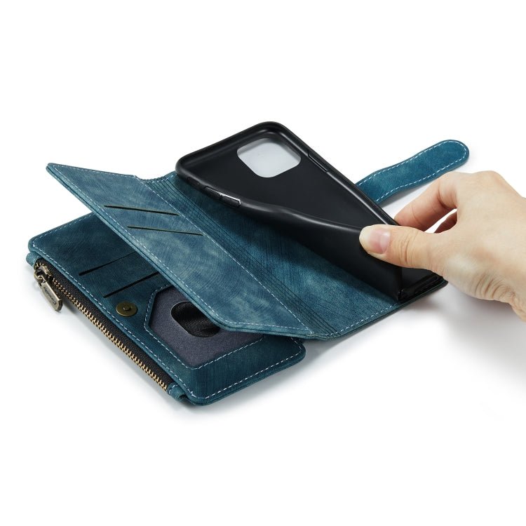 For iPhone 11 Pro CaseMe - C30 PU + TPU Multifunctional Horizontal Flip Leather Case with Holder & Card Slot & Wallet & Zipper Pocket (Blue) - British D'sire