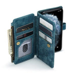 For iPhone 11 Pro CaseMe - C30 PU + TPU Multifunctional Horizontal Flip Leather Case with Holder & Card Slot & Wallet & Zipper Pocket (Blue) - British D'sire