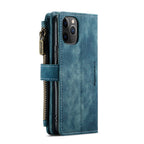 For iPhone 11 Pro CaseMe - C30 PU + TPU Multifunctional Horizontal Flip Leather Case with Holder & Card Slot & Wallet & Zipper Pocket (Blue) - British D'sire