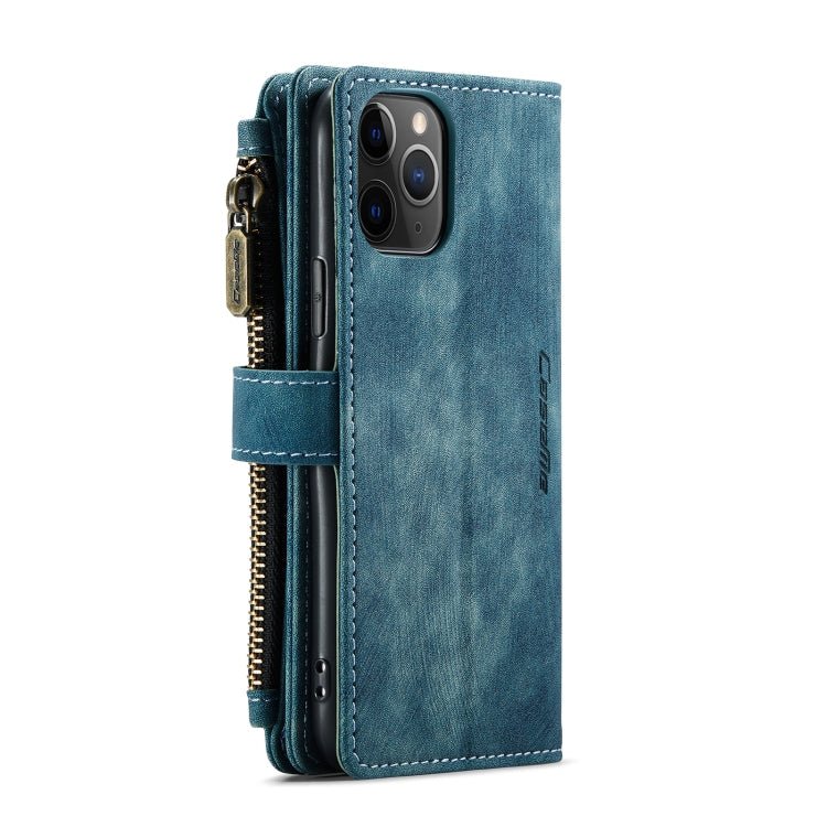 For iPhone 11 Pro CaseMe - C30 PU + TPU Multifunctional Horizontal Flip Leather Case with Holder & Card Slot & Wallet & Zipper Pocket (Blue) - British D'sire