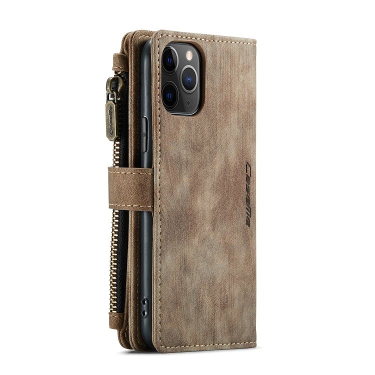 For iPhone 11 Pro CaseMe - C30 PU + TPU Multifunctional Horizontal Flip Leather Case with Holder & Card Slot & Wallet & Zipper Pocket (Brown) - British D'sire