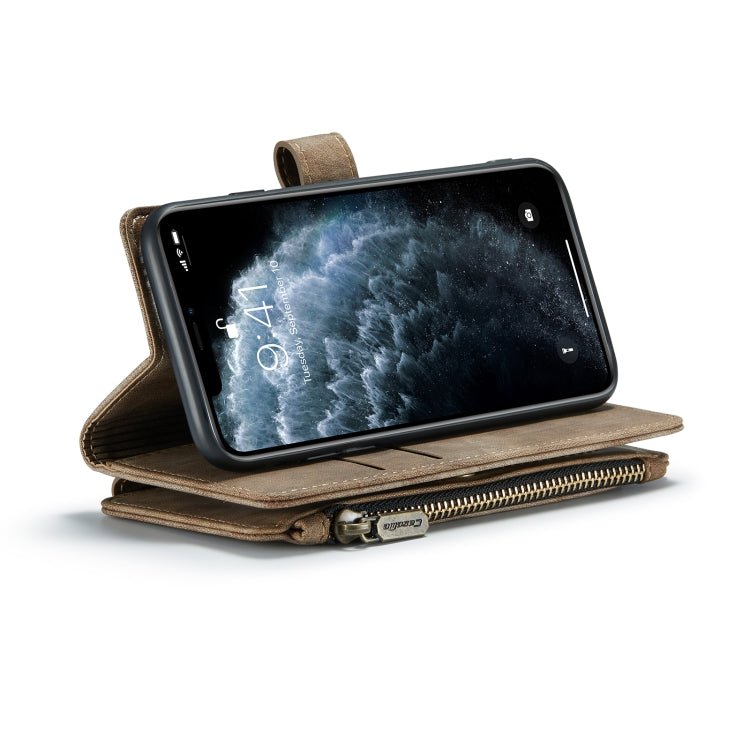 For iPhone 11 Pro CaseMe - C30 PU + TPU Multifunctional Horizontal Flip Leather Case with Holder & Card Slot & Wallet & Zipper Pocket (Brown) - British D'sire