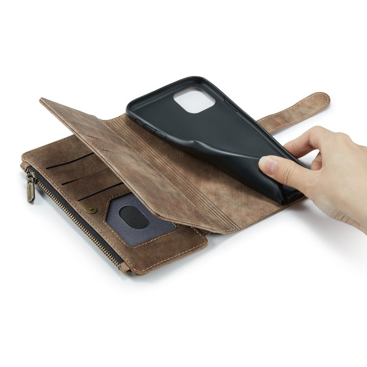 For iPhone 11 Pro Max CaseMe - C30 PU + TPU Multifunctional Horizontal Flip Leather Case with Holder & Card Slot & Wallet & Zipper Pocket (Brown) - British D'sire