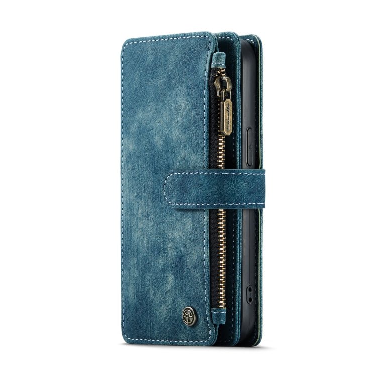 For iPhone 12 / 12 Pro CaseMe - C30 PU + TPU Multifunctional Horizontal Flip Leather Case with Holder & Card Slot & Wallet & Zipper Pocket(Blue) - British D'sire