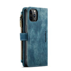 For iPhone 12 / 12 Pro CaseMe - C30 PU + TPU Multifunctional Horizontal Flip Leather Case with Holder & Card Slot & Wallet & Zipper Pocket(Blue) - British D'sire