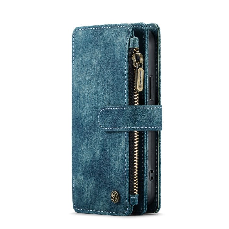 For iPhone 12 mini CaseMe - C30 PU + TPU Multifunctional Horizontal Flip Leather Case with Holder & Card Slot & Wallet & Zipper Pocket (Blue) - British D'sire