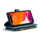 For iPhone 12 mini CaseMe - C30 PU + TPU Multifunctional Horizontal Flip Leather Case with Holder & Card Slot & Wallet & Zipper Pocket (Blue) - British D'sire