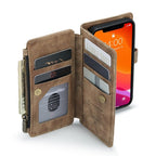 For iPhone 12 mini CaseMe - C30 PU + TPU Multifunctional Horizontal Flip Leather Case with Holder & Card Slot & Wallet & Zipper Pocket (Brown) - British D'sire