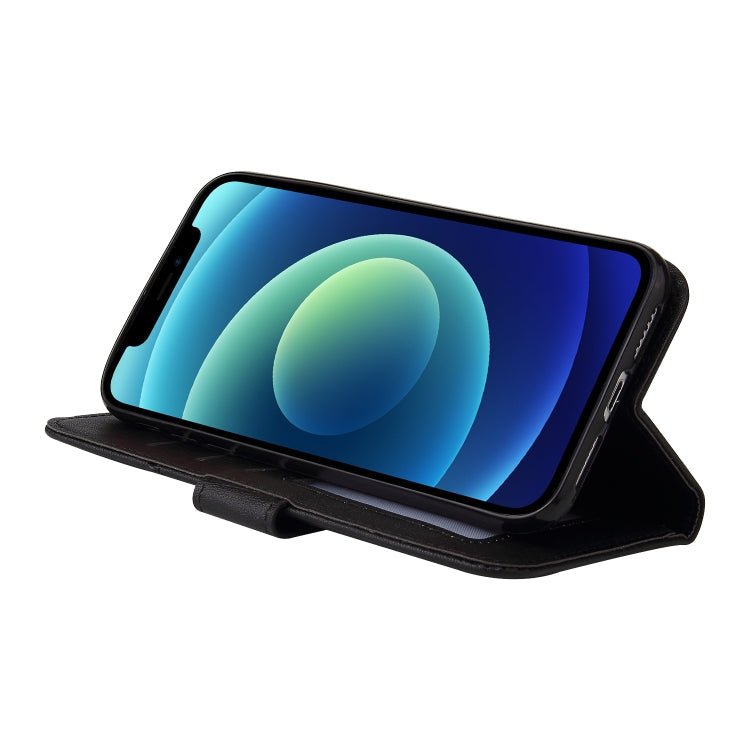 For iPhone 12 mini GQUTROBE Right Angle Leather Phone Case (Black) - British D'sire