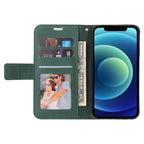For iPhone 12 mini GQUTROBE Right Angle Leather Phone Case (Green) - British D'sire