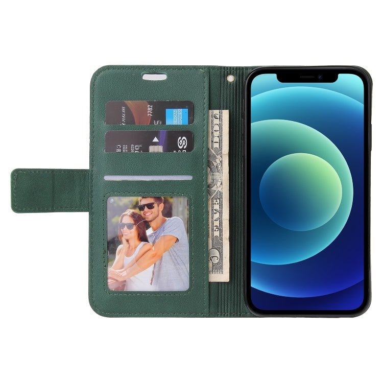 For iPhone 12 mini GQUTROBE Right Angle Leather Phone Case (Green) - British D'sire