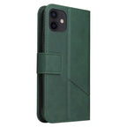 For iPhone 12 mini GQUTROBE Right Angle Leather Phone Case (Green) - British D'sire
