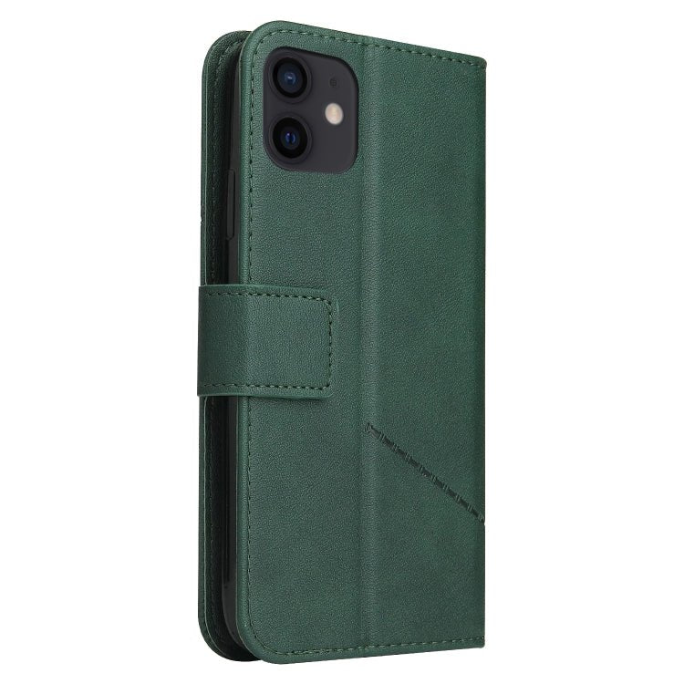 For iPhone 12 mini GQUTROBE Right Angle Leather Phone Case (Green) - British D'sire