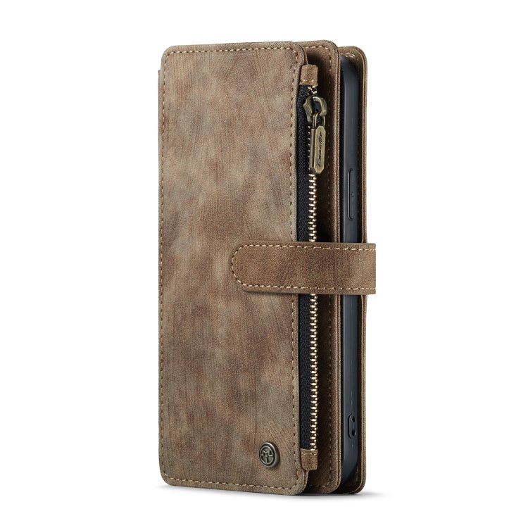 For iPhone 12 Pro Max CaseMe-C30 PU + TPU Multifunctional Horizontal Flip Leather Case with Holder & Card Slot & Wallet & Zipper Pocket(Brown) Secondary image