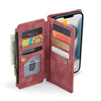 For iPhone 12 Pro Max CaseMe - C30 PU + TPU Multifunctional Horizontal Flip Leather Case with Holder & Card Slot & Wallet & Zipper Pocket(Red) - British D'sire