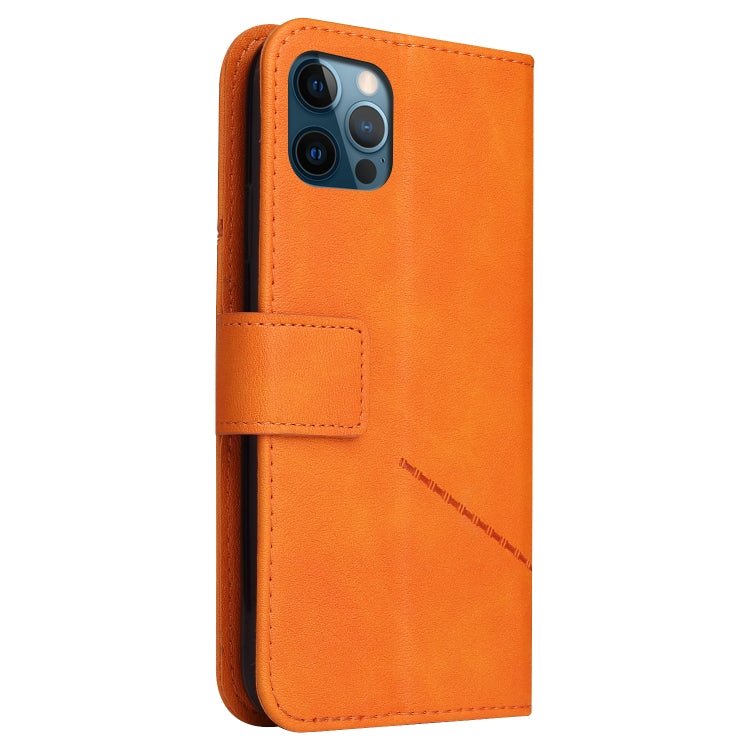 For iPhone 12 Pro Max GQUTROBE Right Angle Leather Phone Case(Orange) - British D'sire