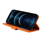 For iPhone 12 Pro Max GQUTROBE Right Angle Leather Phone Case(Orange) - British D'sire