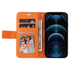 For iPhone 12 Pro Max GQUTROBE Right Angle Leather Phone Case(Orange) - British D'sire