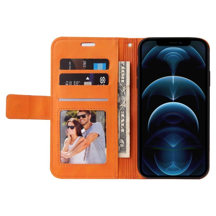 For iPhone 12 Pro Max GQUTROBE Right Angle Leather Phone Case(Orange) - British D'sire