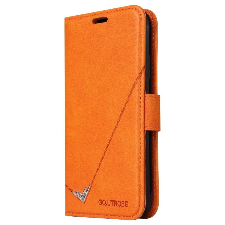 For iPhone 12 Pro Max GQUTROBE Right Angle Leather Phone Case(Orange) - British D'sire