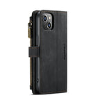 For iPhone 13 CaseMe - C30 PU + TPU Multifunctional Horizontal Flip Leather Case with Holder & Card Slot & Wallet & Zipper Pocket(Black) - British D'sire