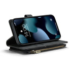 For iPhone 13 CaseMe - C30 PU + TPU Multifunctional Horizontal Flip Leather Case with Holder & Card Slot & Wallet & Zipper Pocket(Black) - British D'sire