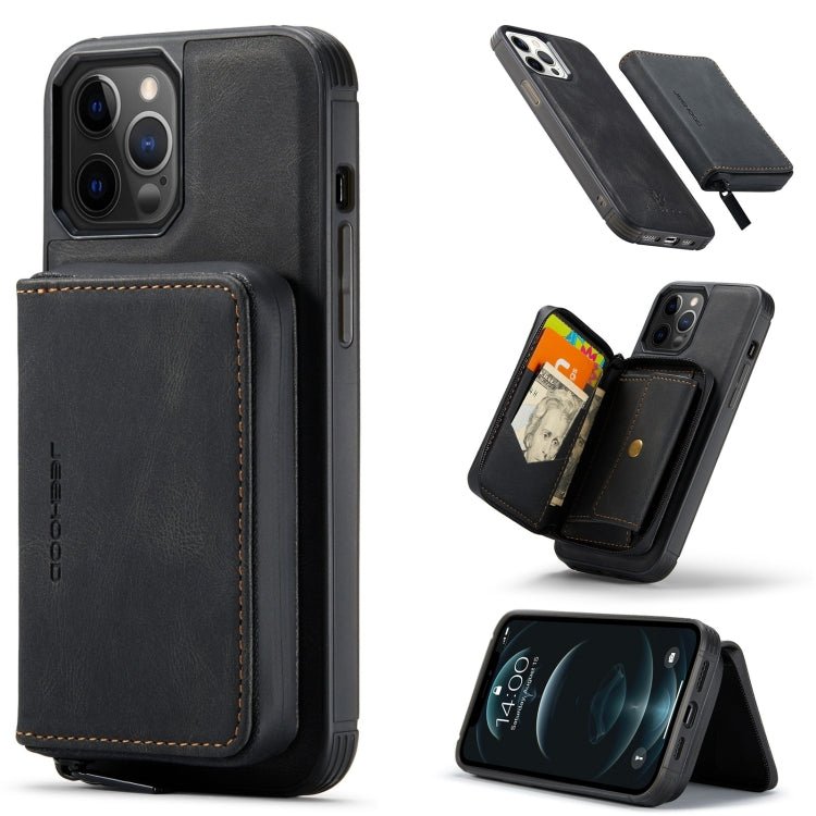 For iPhone 13 JEEHOOD Magnetic Zipper Horizontal Flip Leather Case with Holder & Card Slot & Wallet(Black) - British D'sire