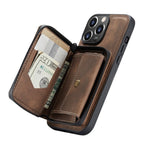 For iPhone 13 JEEHOOD Magnetic Zipper Horizontal Flip Leather Case with Holder & Card Slot & Wallet(Brown) - British D'sire