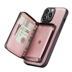 For iPhone 13 JEEHOOD Magnetic Zipper Horizontal Flip Leather Case with Holder & Card Slot & Wallet(Pink) - British D'sire