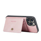 For iPhone 13 JEEHOOD Retro Magnetic Detachable Protective Case with Wallet & Card Slot & Holder(Pink) - British D'sire