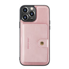 For iPhone 13 JEEHOOD Retro Magnetic Detachable Protective Case with Wallet & Card Slot & Holder(Pink) - British D'sire