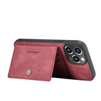 For iPhone 13 JEEHOOD Retro Magnetic Detachable Protective Case with Wallet & Card Slot & Holder(Red) - British D'sire