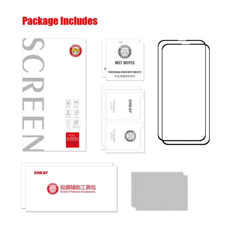 For iPhone 13 mini 2pcs ENKAY Hat - Prince Full Glue Tempered Glass 6D Full Coverage Anti - scratch Protector - British D'sire