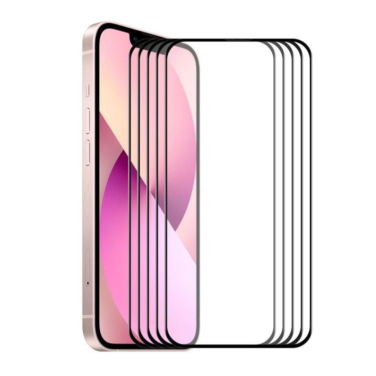 For iPhone 13 mini 5pcs ENKAY Hat - Prince Full Glue Tempered Glass 6D Full Coverage Anti - scratch Protector - British D'sire