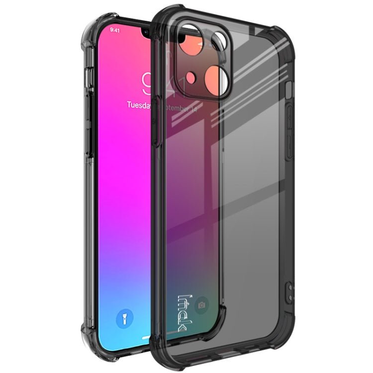 For iPhone 13 mini IMAK All - inclusive Shockproof Airbag TPU Phone Case with Screen Protector (Transparent Black) - British D'sire Main image
