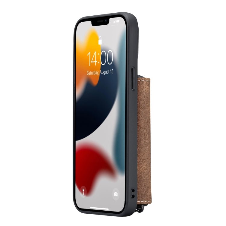 For iPhone 13 mini JEEHOOD Magnetic Zipper Horizontal Flip Leather Case with Holder & Card Slot & Wallet (Brown) - British D'sire