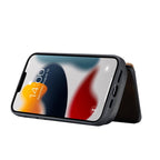 For iPhone 13 mini JEEHOOD Magnetic Zipper Horizontal Flip Leather Case with Holder & Card Slot & Wallet (Brown) - British D'sire