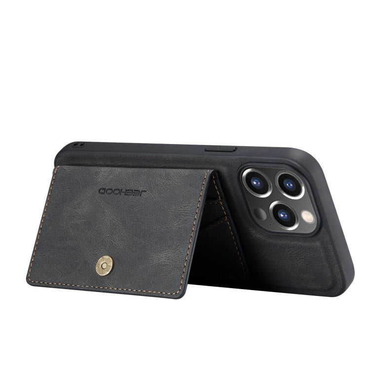 For iPhone 13 mini JEEHOOD Retro Magnetic Detachable Protective Case with Wallet & Card Slot & Holder (Black) - British D'sire