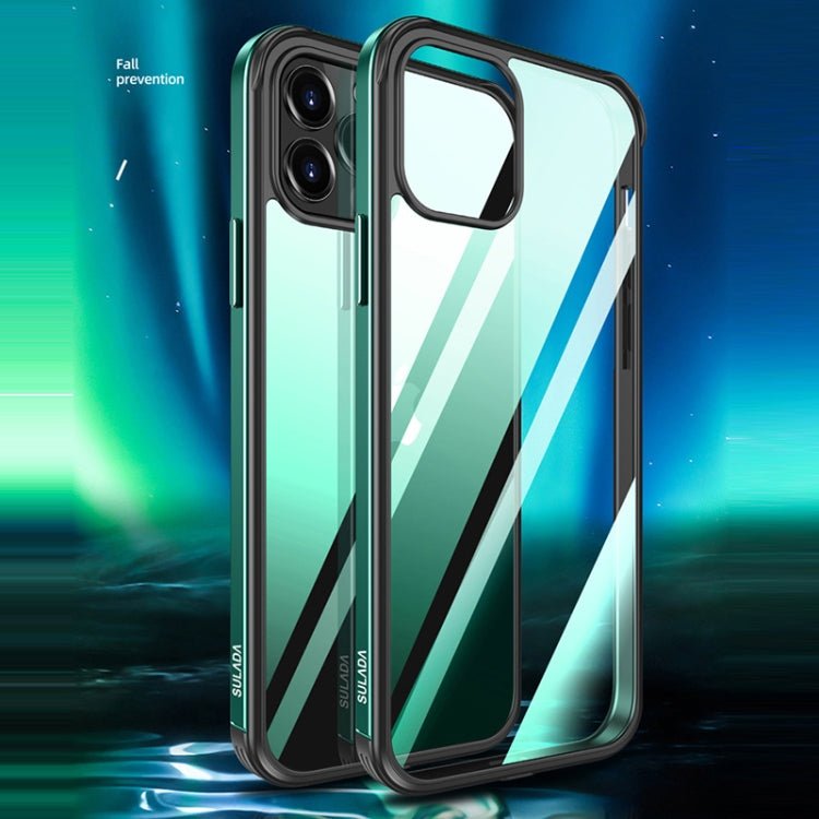 For iPhone 13 mini SULADA Metal Frame + Nano Glass + TPU Phone Case (Black) - British D'sire